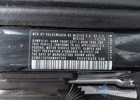 2017 Volkswagen Beetle #Pinkbeetle/1.8T Classic/1.8T S/1.8T Se/1.8T Sel из США, поврежденный, VIN 3VW517AT9HM807255